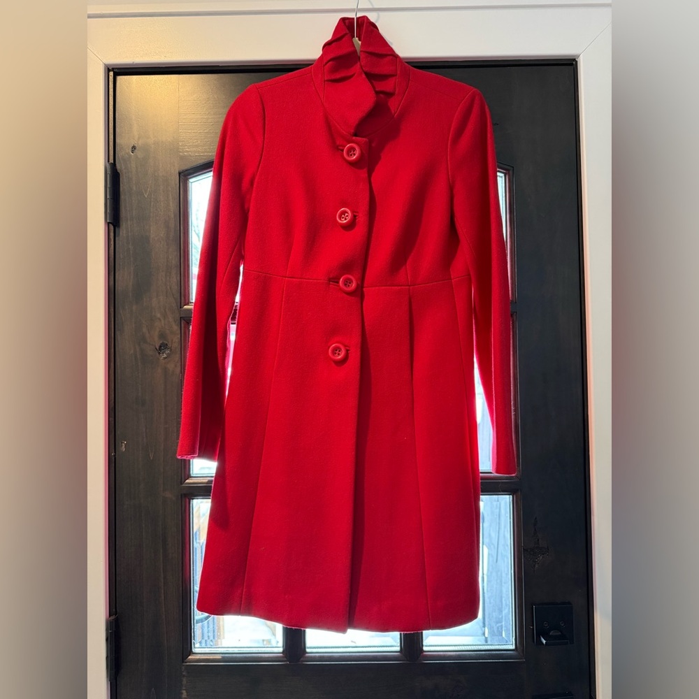 J. Crew Vibrant Red Wool Blend Coat